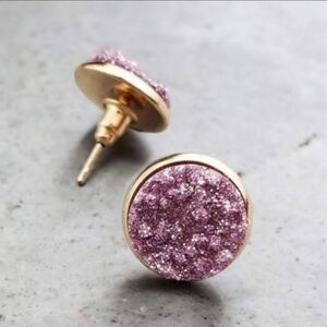 Handmade Purple Druzy Gold Stud Post Earrings - Jewelry by Michelle Ann  - New!!